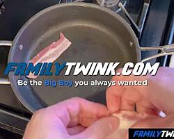 Kissing, Brunette, Not brother, Doggystyle, Kitchen, Jock, Early morning