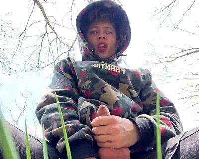 European stud's outdoor wank sessions