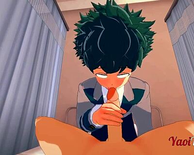 damn, deku here getting blown and fucked by bakugou in boku no hero manga